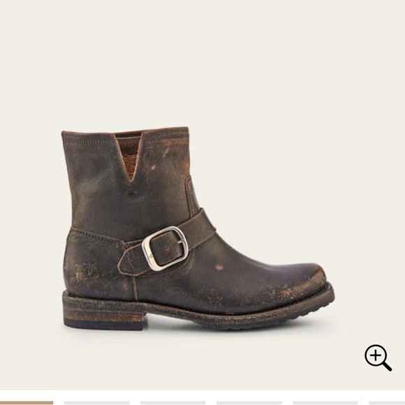 $278 FRYE VERONICA BOOT Antiqued Black Brown Combat Moto Leather Boots 9.5 - Picture 13 of 14